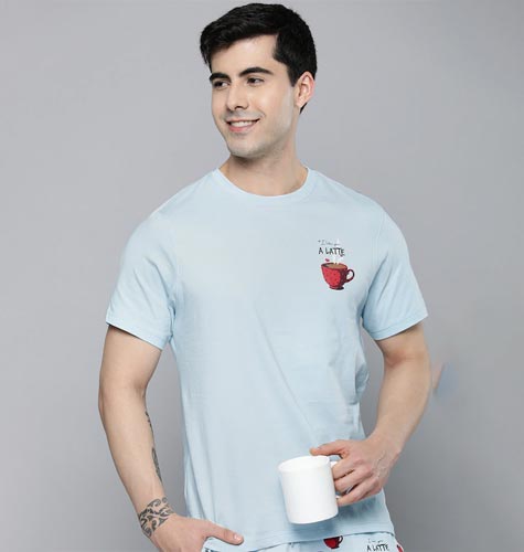 Men Pure Cotton Printed Night suit